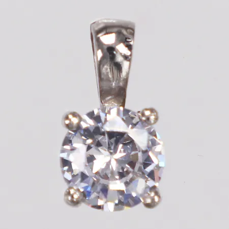 Hänge, vit sten, 12mm, 925/1000 silver Vikt: 1,2 g