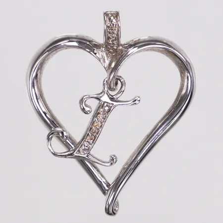 Hänge, hjärta, vita stenar, 34mm, 925/1000 silver Vikt: 4,6 g