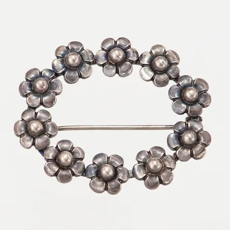 Brosch med blommor, 40x30mm, silver 830/1000 Vikt: 6,2 g