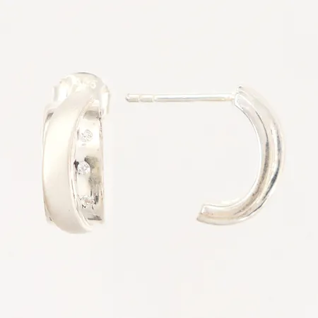 Ett par örhängen med vita stenar, 14mm, GHA, en stopp saknas, silver 925/1000 Vikt: 4,1 g