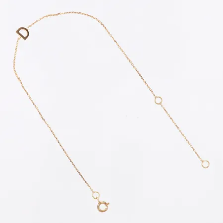 Armband, integrerad bokstav D, ställbar längd: 15,5-18,5cm, bredd: 1-5mm, 9K