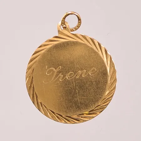 Hänge, 22mm, gravyr, 18K 1,8g.