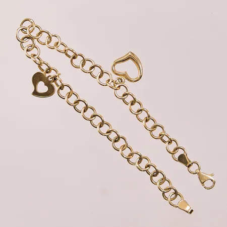 Armband, 18cm, bredd:5mm, 2 berlocker, Guldfynd, 18K 4,4g.