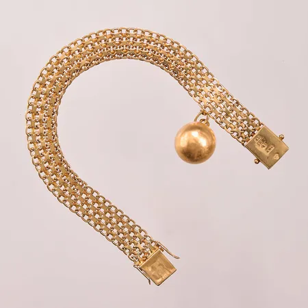 Armband x-länk, 19,5cm, bredd:11mm, 1 berlock, 18K 24,7g.