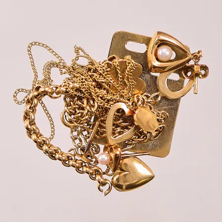 Diverse guld, defekt/gravyr, 18K 12,3g.