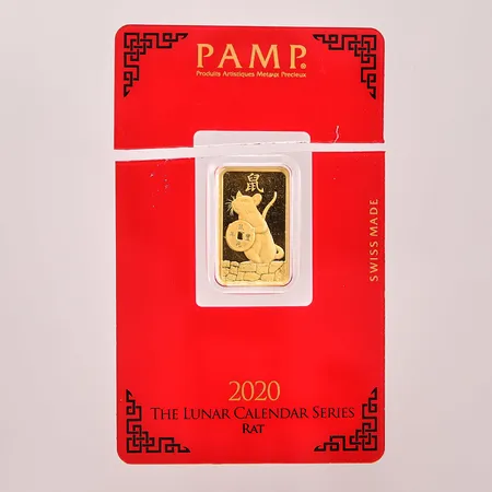 Guldtacka PAMP, The Lunar Calendar 2020 - Rat, bruten etui, snr:C001774, 24K 5g.
