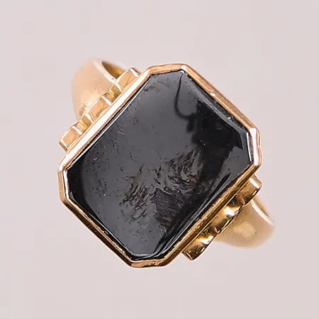 Ring, skev, hematit, 18K 6,2g.