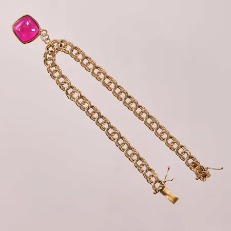 Armband Bismarck, 19cm, bredd:6mm, 1 berlock, 1 defekt låsåtta, 18K 14,3g.
