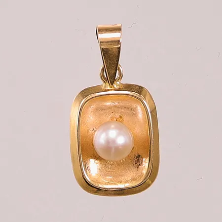 Hänge, 16mm, pärla, 18K 0,9g.