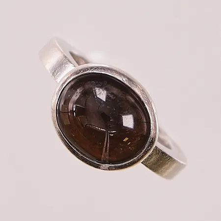 Ring Efva Attling "Love Bead", Ø17½, bredd:3-11mm, rökkvarts, bruksslitage, 925/1000 Silver 8,6g.