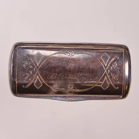 Snusdosa, ca 9x4,5cm, gravyr, 830/1000 Silver 87,0g.