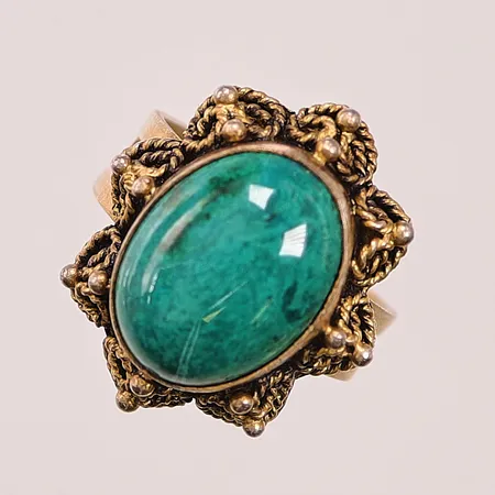 Ring, Ø17½, justerbar storlek, bredd:23mm, malakit, Israel, 925/1000 Silver 6,7g.