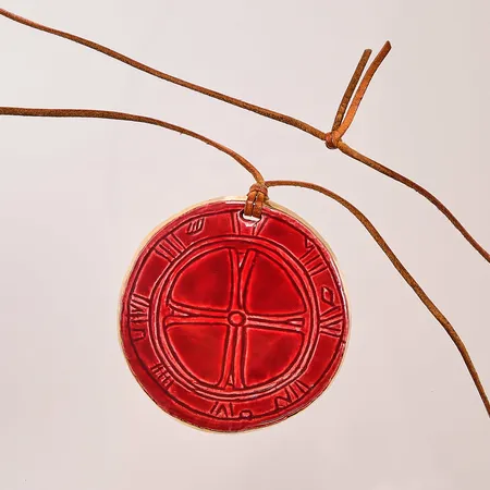 Collier, 68cm, ca Ø6cm, Lappländsk keramik.