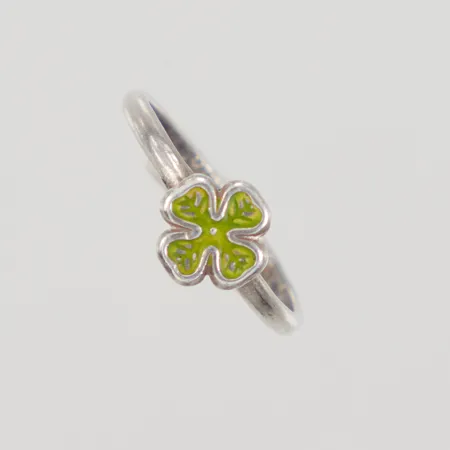 Ring, grön blomma, barnstorlek Ø 13, silver Vikt: 0,6 g