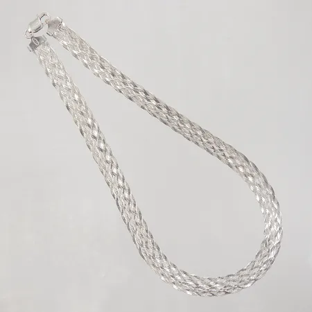 Collier Flätad, ca 45cm, bredd ca 11mm, GHA Silver 925/1000 Vikt: 19,5 g