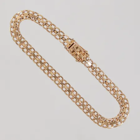 Armband, X-länk, 20cm, bredd 6mm, Clareus Srtockholm år 1954, 18K Vikt: 11,3 g