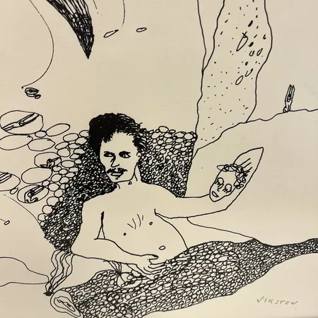 Tavla Hans Viklund, psykist porträtt av August Strindberg, litografi, yttermått 46x65cm, onumrerad Skickas med postpaket.