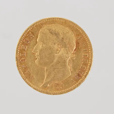 Guldmynt Frankrike, 40 francs 1812-Napoleon Empereur , Ø 26mm, 21,6K Vikt: 12,9 g