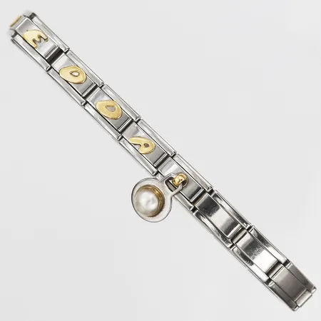 Armband, Nomination, med namndekor i 18K guld, flexiband med innermått om ca 60mm, rostfritt stål Vikt: 12,7 g