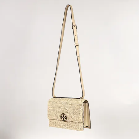 Väska Tory Burch, ca 24x18x8cm, läder, beige, detaljer i gulmetall, smärre slitage.