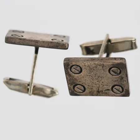 Ett par manschettknappar, mått 20 x 15mm, silver  Vikt: 18 g
