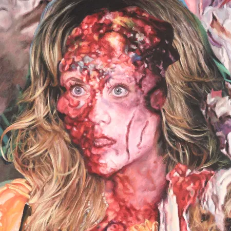 Tavla, Francine Spiegel, akryl på duk, untitled, 2008, signerad a tergo, Galleri Loyal, Torsgatan 53, Stockholm, 66x77cm, ej ramad. Specialfrakt, kontakta pantbankskontoret för mer information.