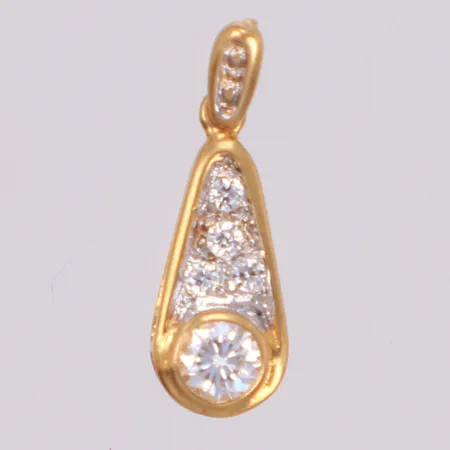 Hänge med vita stenar, nagg, längd 17,2mm, 18K  Vikt: 0,7 g