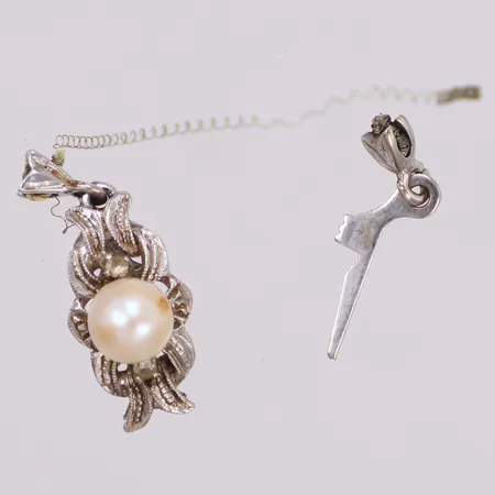 Lås till pärlcollier, 9x18mm, defekt, vitguld, 18K Vikt: 2,8 g