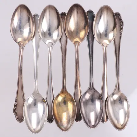 8 Kaffeskedar, modell Haga, längd 12,5cm, 830/1000 silver Vikt: 126 g