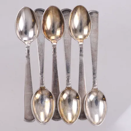 6 Kaffeskedar, modell Rosenholm, längd 11cm, 830/1000 silver Vikt: 79,6 g