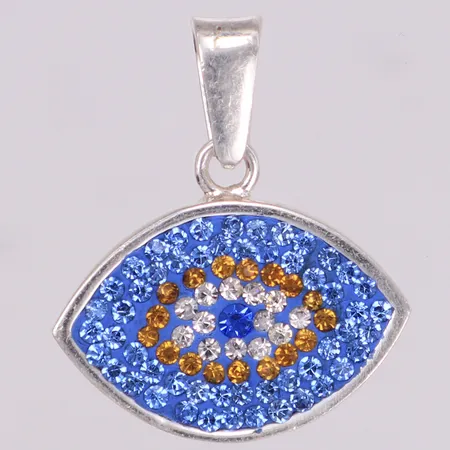 Hänge med färgade stenar, öga, längd 28mm, bredd 24mm, 925/1000 silver Vikt: 4,9 g