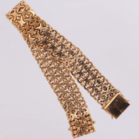 Armband X-länk, Norens Guldatelje år 1966, längd 19cm, bredd 14,9mm,18K Vikt: 41,3 g