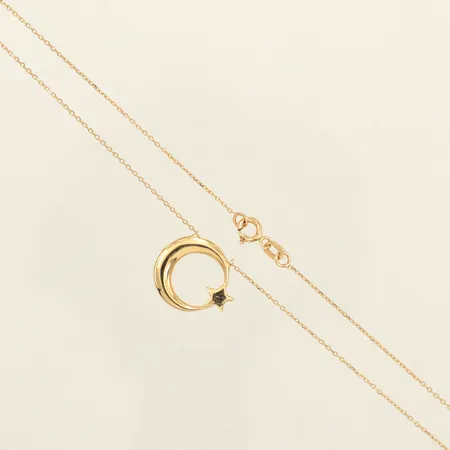 Collier med integrerat hänge, längd 42cm, bredd ca 0,6-14,2mm, 14K Vikt: 2,1 g