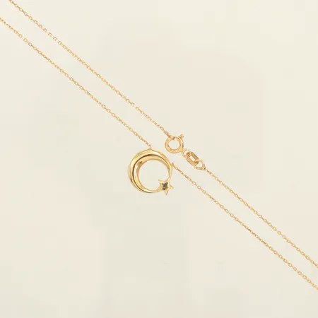 Collier med integrerat hänge, längd 42cm, bredd ca 0,6-11,6mm, 14K Vikt: 1,7 g