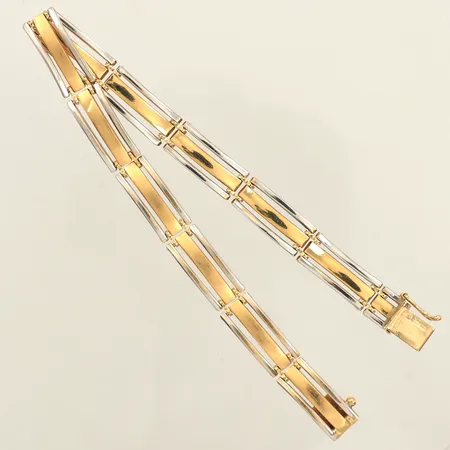 Armband, längd 21cm, bredd 8mm, tvåfärgat, 18K  Vikt: 14,2 g