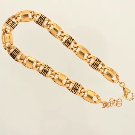 Armband med meandermönster i emalj, längd 19-21cm, bredd 7,3mm, 21K  Vikt: 13,9 g