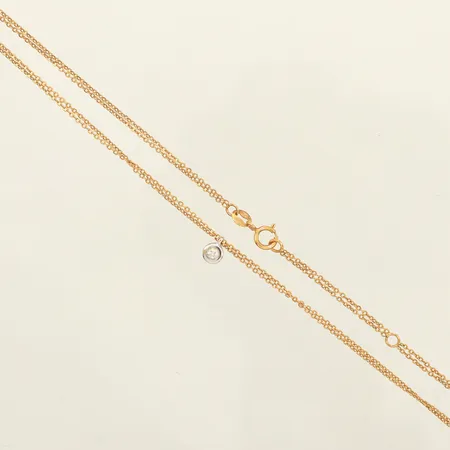 Collier, diamant ca0,05ct, längd 40cm/42,5cm/45cm, bredd 1-4,2mm, 18K Vikt: 2,8 g