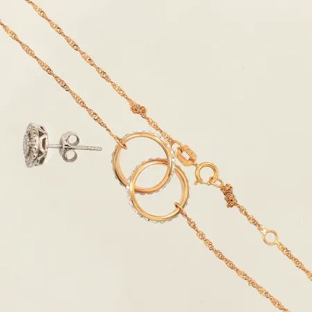 Collier, defekt, knutar, ett udda örhänge, 18K  Vikt: 3,3 g