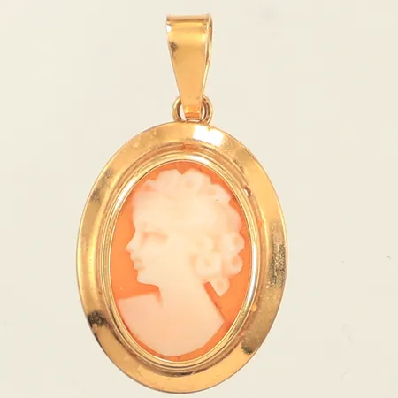 Hänge, camé, längd 25mm, bredd 14mm, 18K   Vikt: 1,3 g