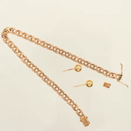 Armband Bismarck, trasigt, ett par örhängen, defekta, 18K  Vikt: 7,5 g