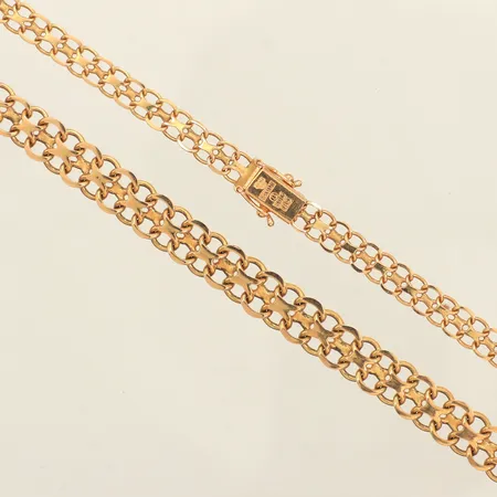 Collier X-länk, doserad,  längd 43,5cm, bredd 4,9-7,5mm, Stockholms Ädelsmide Ab, år 1967, 18K Vikt: 20,8 g