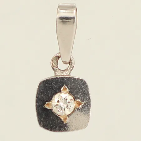 Hänge med diamant ca 0,07ct, längd 14,5mm inklusive ögla, bredd 6,2mm, vitguld, Teka, 18K  Vikt: 0,8 g