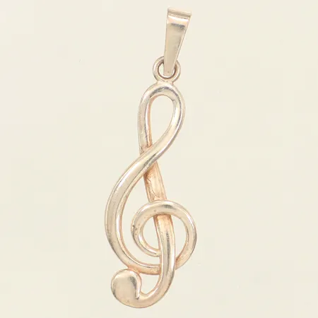 Hänge g-klav, längd 36,5mm inklusive ögla, bredd 11mm, 925/1000 silver  Vikt: 1,8 g