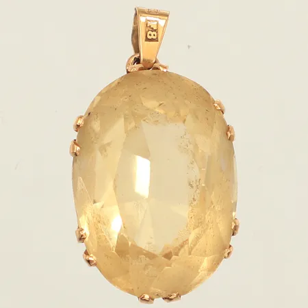 Hänge, citrin, längd 26mm, bredd 15,5mm, 18K Vikt: 6,5 g
