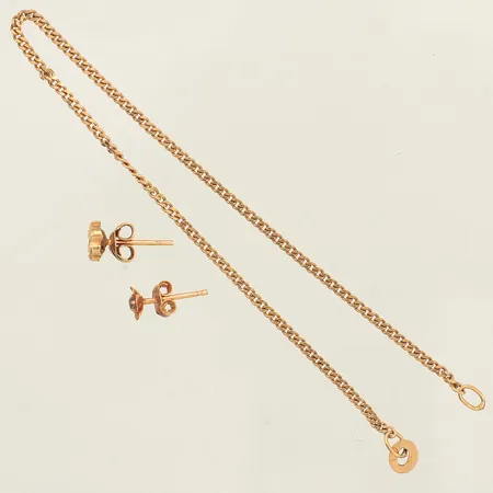 Två udda örhängen, armband Pansar, tresigt, 18K 