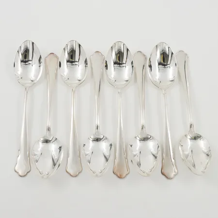 Skedar 8stt modell Cippendale, längd ca 18 cm, silver 830/1000  Vikt: 346 g
