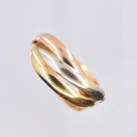 Ring, stl 16¼, bredd 3 mm, gulguld/vitguld/Roséguld, 18K. Vikt: 3,6 g