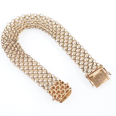 Armband x-länk, 19cm, bredd 14mm, 18k Vikt: 18,4 g