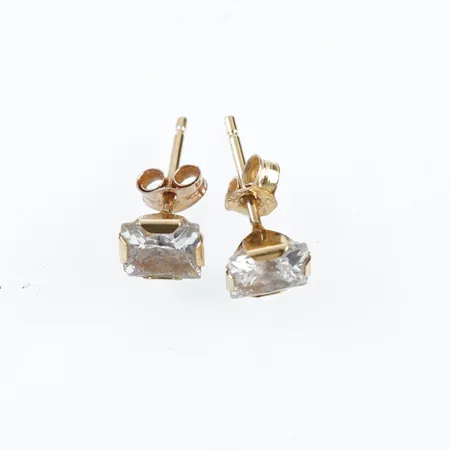 Örhängen m vita stenar, 5mm x 5mm, 18k Vikt: 0,8 g