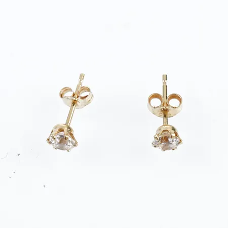 Örhängen m vita stenar, Ø4mm, 18k, 18k Vikt: 0,5 g